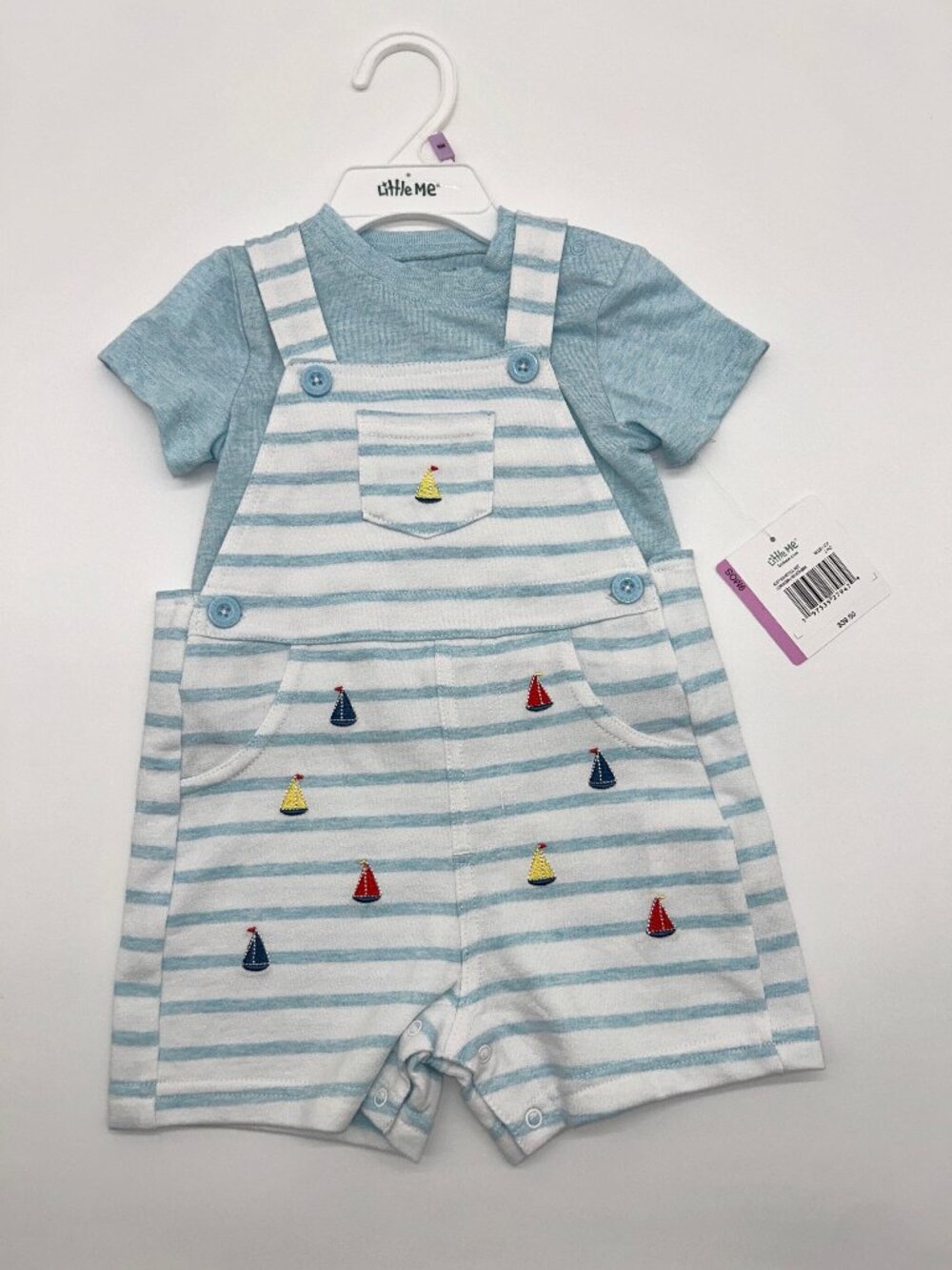 NWT Little Me Boys 9M 2pc Nautical Overall Set